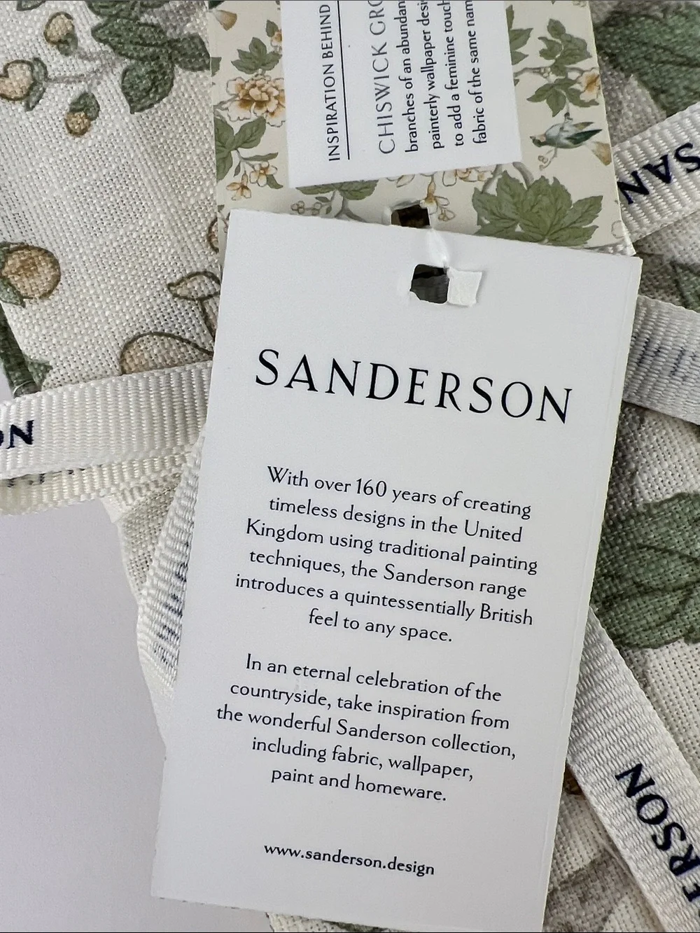 Sanderson Floral Linen Napkins in Green and Cream 100% Cotton Set of 8 NEW